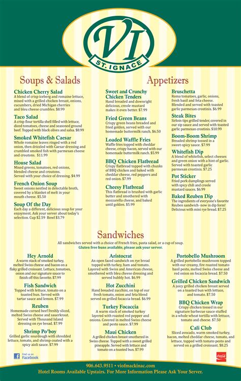 village inn menu with prices.